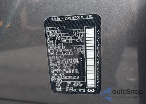 2021 Infiniti Qx50 Luxe Awd from USA, damaged, VIN 3PCAJ5BB7MF126327